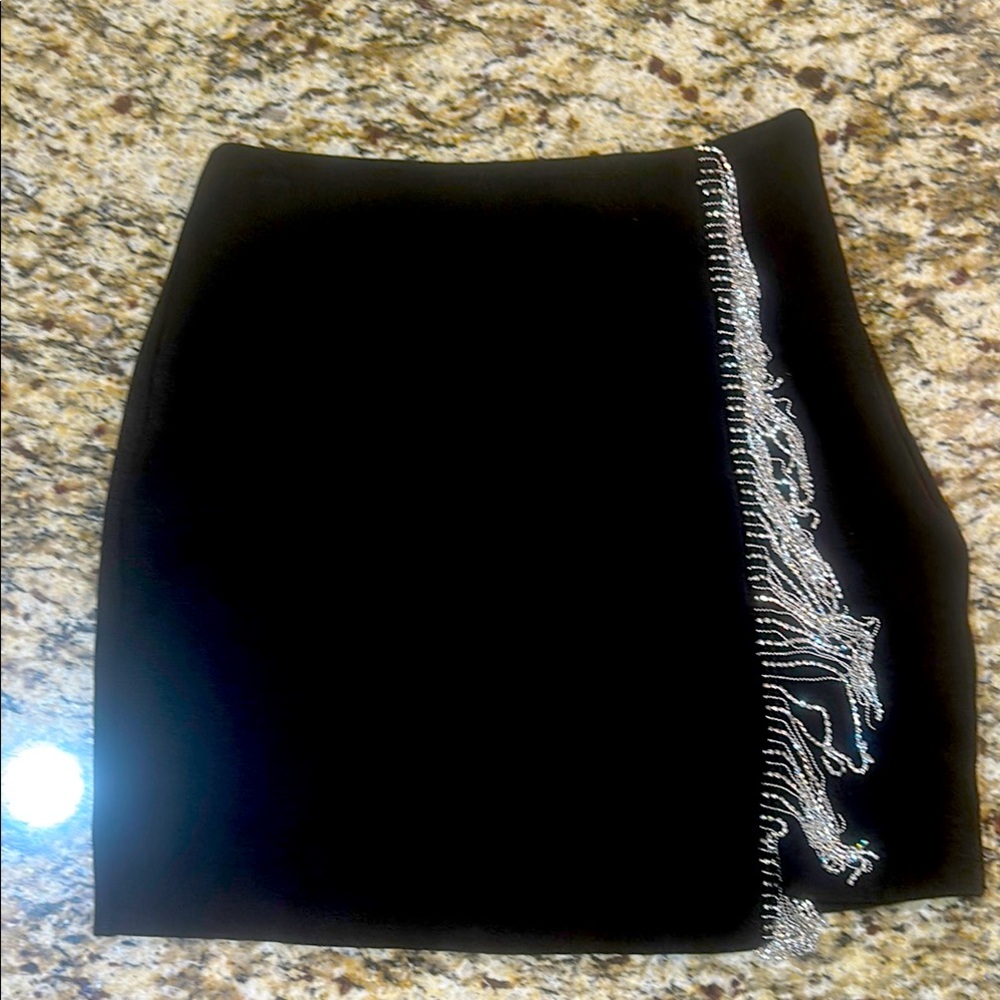 Gianni Bini Silver and Black Mini Skirt